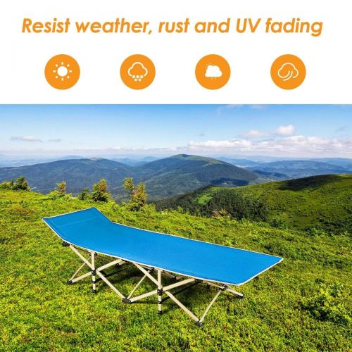  Snow Shop Everything Blue Foldable Camping Bed Portable Cot with Carrying Bag Travel Excellent and Memorable Experience in Hot Summer Days Suitable to Enjoy the Shade and Breeze at the Park, Beach, Poo