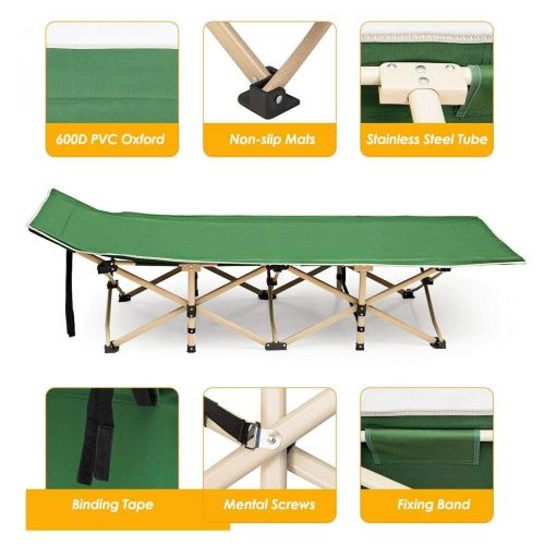  Snow Shop Everything Green Foldable Camping Bed Portable Cot with Carrying Bag Travel Excellent and Memorable Experience in Hot Summer Days Suitable to Enjoy the Shade and Breeze at the Park, Beach, Po