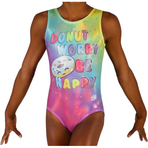  Snowflake Designs Donut Worry, Be Happy Sublimated Gymnastics or Dance Leotard