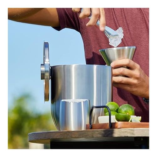  SNOWFOX Premium Vacuum Insulated Stainless Steel Ice Bucket with Lid/Tongs -Home Bar Accessories -Elegant Bartending Ice Buckets for Parties -Beautiful Outdoor Entertaining Supplies -3L -Marble