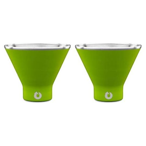  [아마존베스트]SNOWFOX Insulated Stainless Steel Margarita and Martini Cocktail, Glasses, Set of 2, Lime, Set