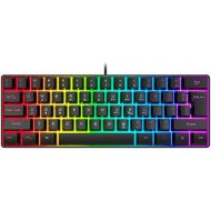 Snpurdiri ST-K3 60% Wired Gaming Keyboard, RGB Backlit Ultra-Compact Mini Keyboard, Waterproof Mini Compact 61 Keys Keyboard for PC/Mac Gamer, Typist, Travel, Easy to Carry on Busi