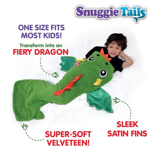  Snuggie Tails Comfy Cozy Super Soft Warm Dragon for Kids (Green), As Seen on TV