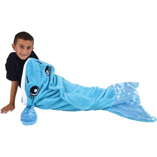  Snuggie Tails Dolphin Blanket- Comfy, Cozy, Super Soft, Warm, All Season, Wearable Blanket for Kids, As Seen on TV