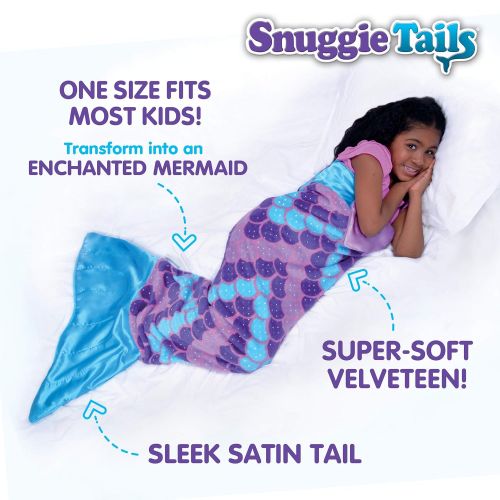  Snuggie Tails Comfy Cozy Super Soft Warm Mermaid Blanket for Kids (Purple), As Seen on TV