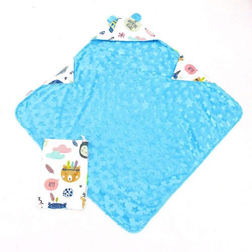  Snuggle&Scrub Baby Hooded Swaddle Blanket Towel - 100% Polyester, Oeko-tex Certified, Minky, Thick and Cozy, Multi-Functional Blanket Comes with Eco-Friendly Fabric Bag for Storage (Baby Blue)