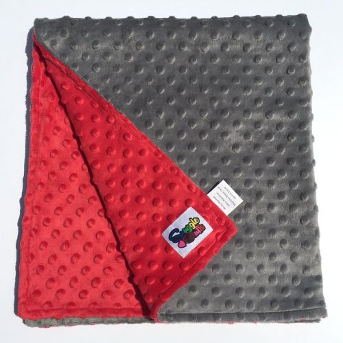 Snuggle Stuffs Reversible Unisex Childrens Soft Baby Blanket Minky Dot (Choose Color) (Red/Grey)