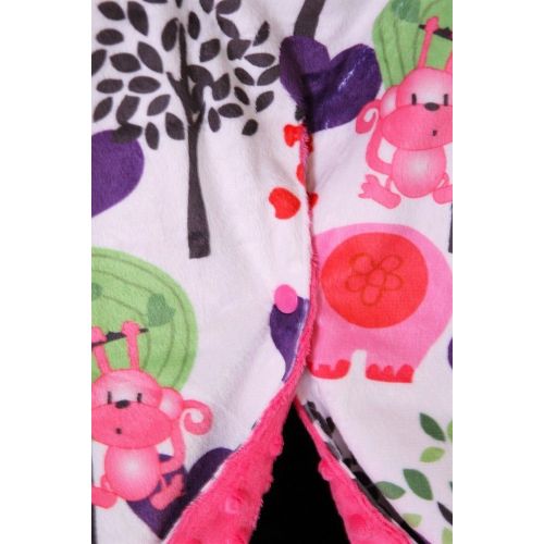  Snuggle Stuffs Baby Minky Velboa Carseat Canopy Carrier Cover (Safari/Hot Pink)