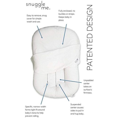  Snuggle me Snuggle Me Organic | Patented Sensory Lounger for Baby | Organic Cotton, Virgin Fiberfill | Bloom