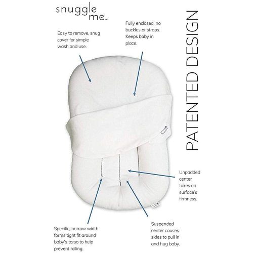  Snuggle me Snuggle Me Organic | Patented Sensory Lounger for Baby | Organic Cotton, Virgin Fiberfill | Bloom