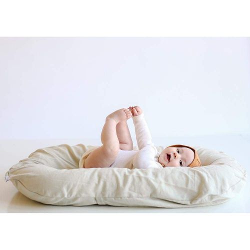  Snuggle me Snuggle Me Organic | Patented Sensory Lounger for Baby | Organic Cotton, Virgin Fiberfill | Linen Collection | Rosewood