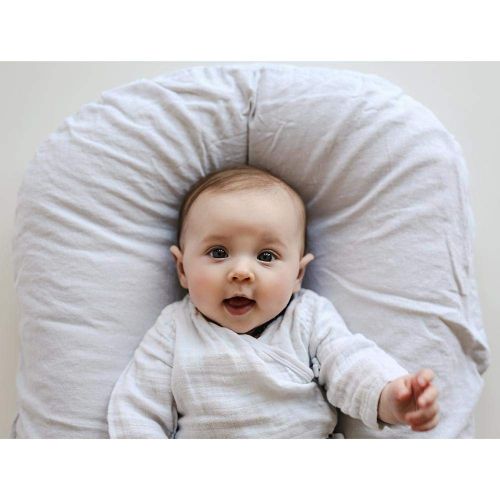  Snuggle me Snuggle Me Organic | Patented Sensory Lounger for Baby | Organic Cotton, Virgin Fiberfill | Linen Collection | Rosewood