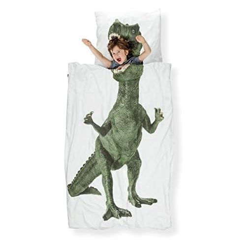  Snurk Duvet Cover Set Duvet Cover with Matching Pillowcase  100% Cotton Duvet Cover and Pillow Case Set for Kids  Soft Cover Bedding for Your Little One  T-Rex Dino for Twin-Siz