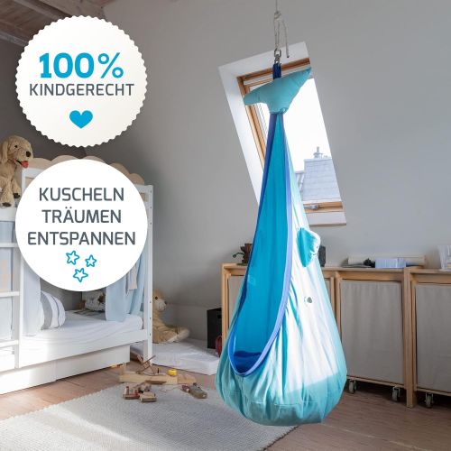  Besuchen Sie den snuutje-Store snuutje Hangehoehle fuer Kinder Willo der Wal (Schadstoff geprueft und GS-Zertifiziert, aus 100% Baumwolle, halt bis 80 kg, mit Zubehoer) blau