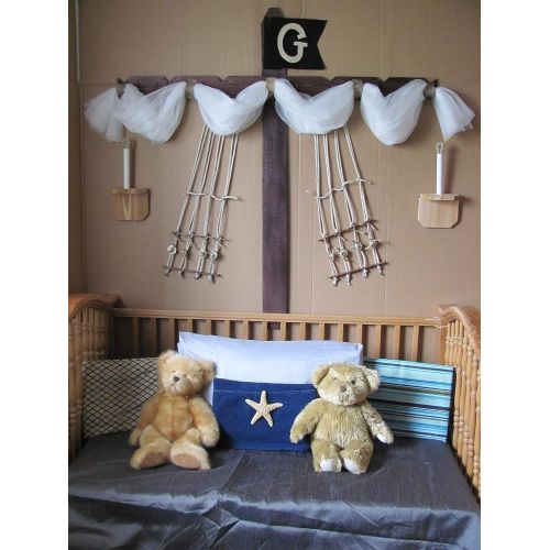  Boys Bed CriB canopy rustic Pirate Ship design Barn wood bedroom decor custom burlap rope Boat Sail Mast Nautical So Zoey Boutique SALE FrEE