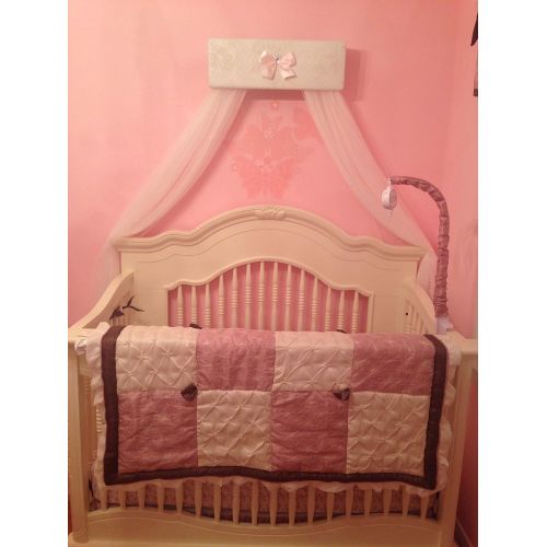  So Zoey Boutique Cream Ivory pink Crib Nursery Canopy white sheer curtains
