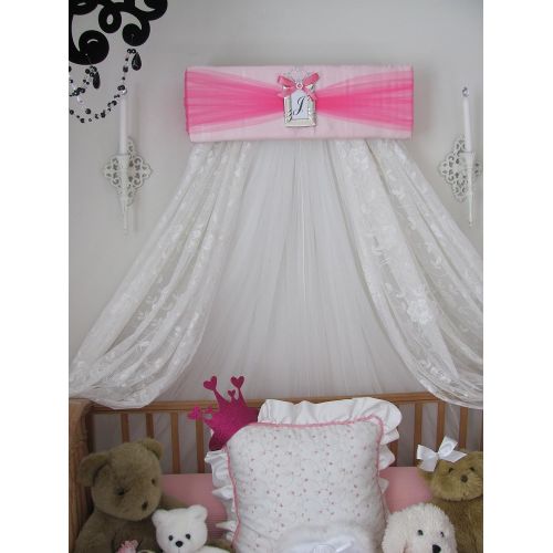  So Zoey Boutique Princess Bed Canopy Crown Pink and Hot Pink FREE Initial Valance Upholstered By SoZoeyBoutique