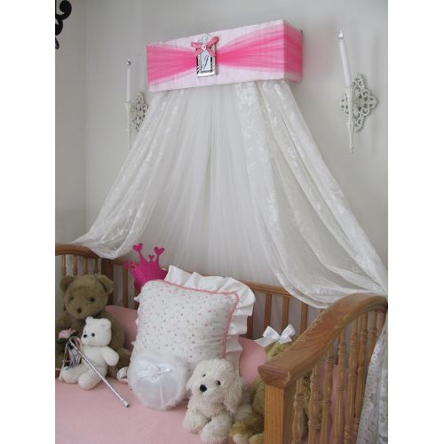  So Zoey Boutique Princess Bed Canopy Crown Pink and Hot Pink FREE Initial Valance Upholstered By SoZoeyBoutique