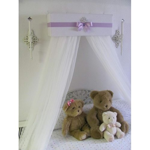  So Zoey Boutique Bedroom Crown Crib Nursery Canopy Lavender silver tiara white sheer curtains