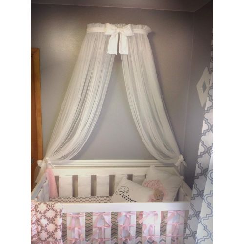  Princess Bed canopy CrOwN FrEe White Sheer curtain Bow cornice coronet teester Nursery Crib custom design So Zoey Boutique SALE