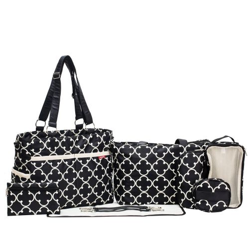  SoHo Designs SoHo Charlotte Diaper Bag 9Pc Tote Imperial Black