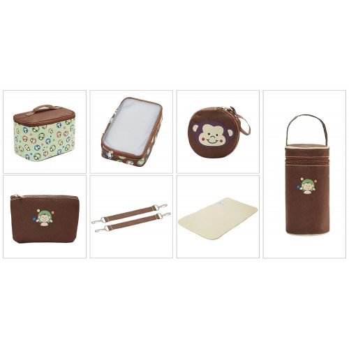  SoHo Designs SoHo Diaper Bag Franky Monkey 10 Pieces Nappy Tote Travel Bag for Baby mom dad Stylish...