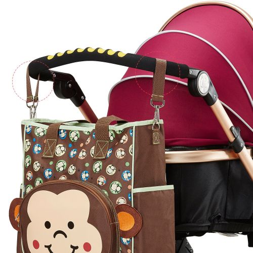  SoHo Designs SoHo Diaper Bag Franky Monkey 10 Pieces Nappy Tote Travel Bag for Baby mom dad Stylish...