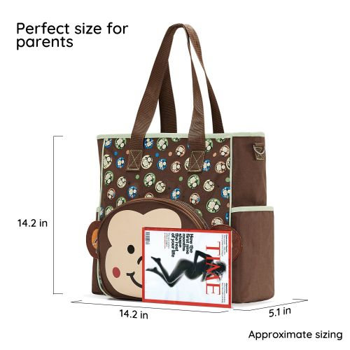  SoHo Designs SoHo Diaper Bag Franky Monkey 10 Pieces Nappy Tote Travel Bag for Baby mom dad Stylish...