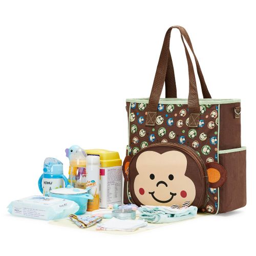  SoHo Designs SoHo Diaper Bag Franky Monkey 10 Pieces Nappy Tote Travel Bag for Baby mom dad Stylish...