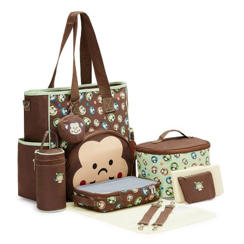  SoHo Designs SoHo Diaper Bag Franky Monkey 10 Pieces Nappy Tote Travel Bag for Baby mom dad Stylish...