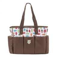 SoHo Designs SoHo Canvas Diaper Tote Bag 7pc, Brown Owls