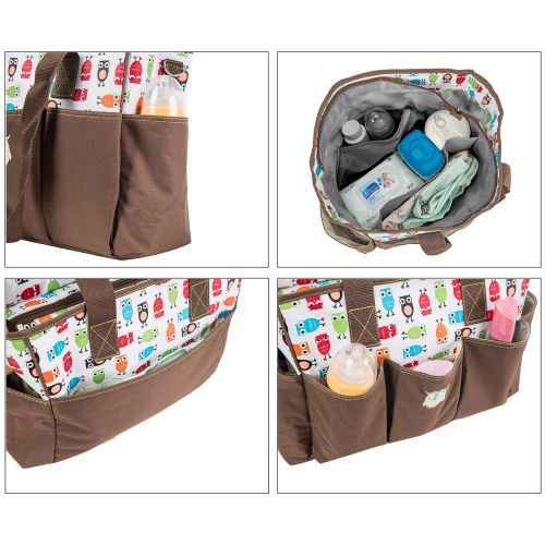  SoHo Designs SoHo Canvas Diaper Tote Bag 7pc, Brown Owls