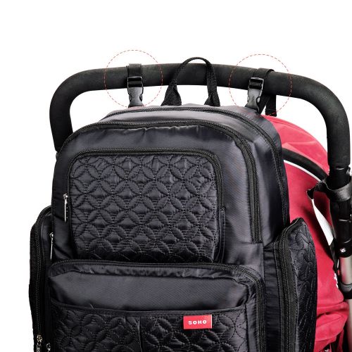  SoHo Designs Diaper Bag Backpack for Mom or Dad with Stroller Straps, Changing Pad, Insulated Pockets,...