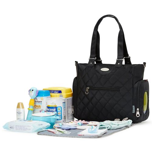  SoHo Designs SoHo Diaper Bag Tribeca 9 Pieces Nappy Tote Bag for Baby mom dad Stylish Insulated Unisex...