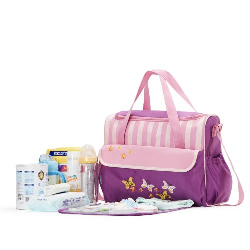  SoHo Designs SOHO Collections Diaper Bag Set (Lavender with Elephant), 10 Pieces