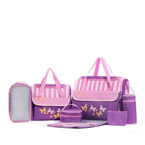  SoHo Designs SOHO Collections Diaper Bag Set (Lavender with Elephant), 10 Pieces