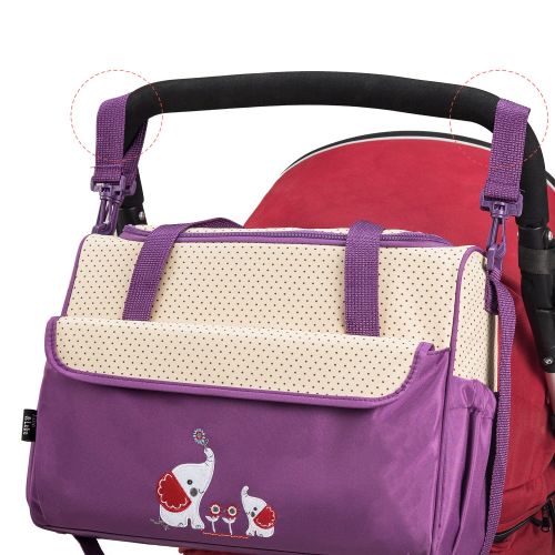  SoHo Designs SOHO Collections Diaper Bag Set (Lavender with Elephant), 10 Pieces