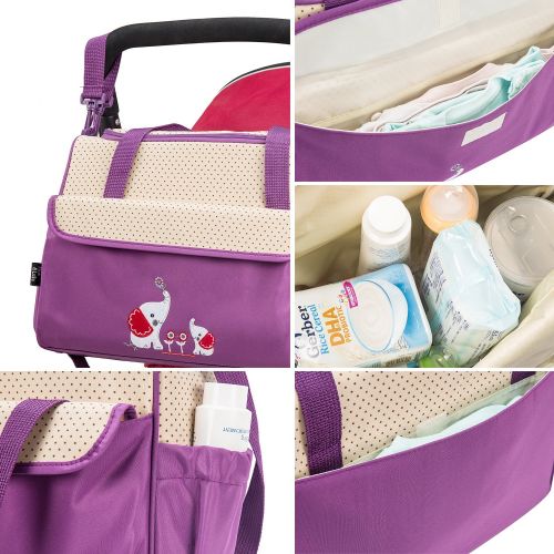  SoHo Designs SOHO Collections Diaper Bag Set (Lavender with Elephant), 10 Pieces