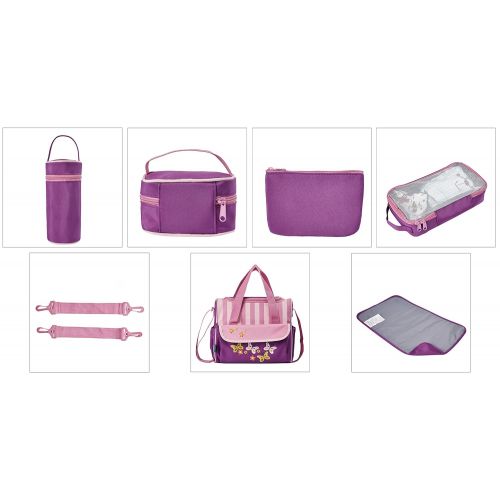  SoHo Designs SOHO Collections Diaper Bag Set (Lavender with Elephant), 10 Pieces