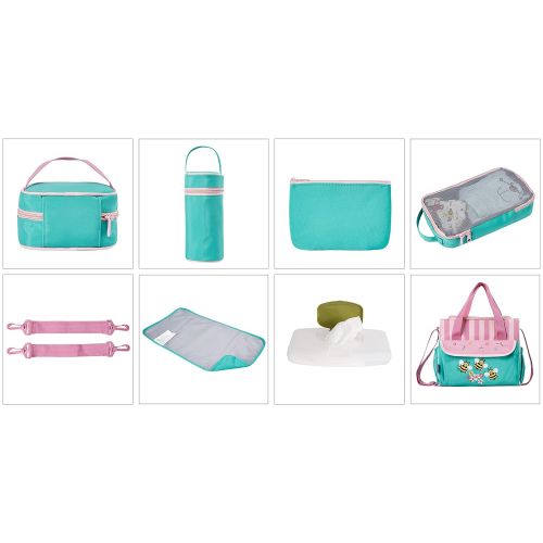  SoHo Designs SOHO Collections Diaper Bag Set (Lavender with Elephant), 10 Pieces