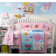 SoHo Designs SoHo Love Fish Story Baby Crib Bedding Set 14 pcs with Diaper Bag PLUS FREE PINK BABY...