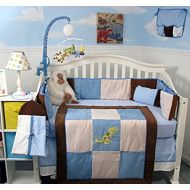 SoHo Designs SoHo Blue and Brown Suede Dinosaur Complete Bedding 13 piece Set with Diaper Bag