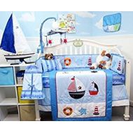 SoHo Designs SoHo Baby Sailboat Baby Crib Nursery Bedding Set 13 pcs included Diaper Bag with Changing Pad &...