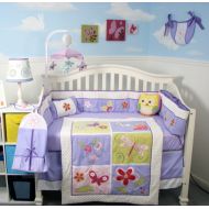 SoHo Designs Soho Butterflies Meadows (Lavender) Baby Crib Nursery Bedding Set 14 pcs Included Diaper Bag PLUS: FREE LIGHTWEIGHT BABY CARRIER