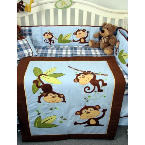  SoHo Designs SoHo Baby Crib Bedding 10Pc, Playful Monkey