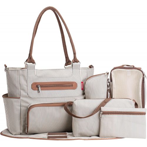  [아마존베스트]SoHo Designs SoHo Grand Central Station Diaper Bag 7Pc, Striped