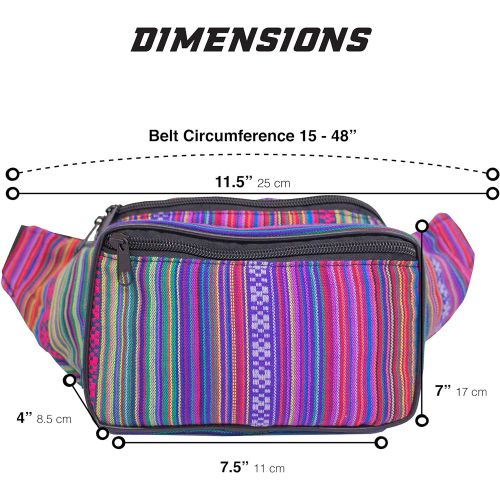  SoJourner Bags Festival Fanny Pack - Boho, Hippy, Eco, Woven, Cotton & Tribal Poly Styles (Rose Vert)