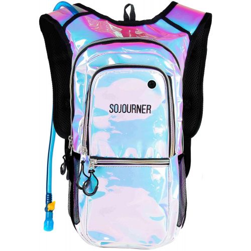  SoJourner Bags Sojourner Rave Hydration Pack Backpack - 2L Water Bladder Included for Festivals, Raves, Hiking, Biking, Climbing, Running and More (Medium)