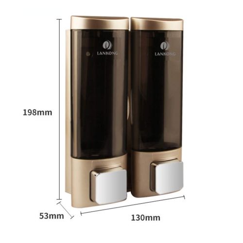  Soap Dispenser, Household Wall-Mounted Manual Liquid Dispensing Pump, Bathroom Kitchen Detergent Container 2200ml (Color : Gold)