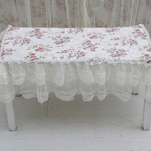 Soarun Handicraft Lace Full Piano Cover Set Dustproof Piano Decoration Cover Made of Silk and Sheers with Bench Cover